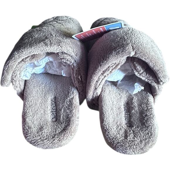 Aetrex Mandy Adjustable Fabric Slippers Soft & Comfortable Coffee US 8.5 EUR 39 - Picture 3 of 7